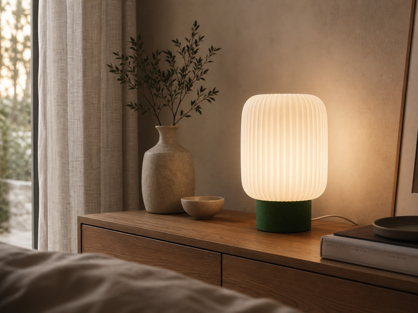 Lampada Aura Mariotto Design ambientata in camera contemporanea
