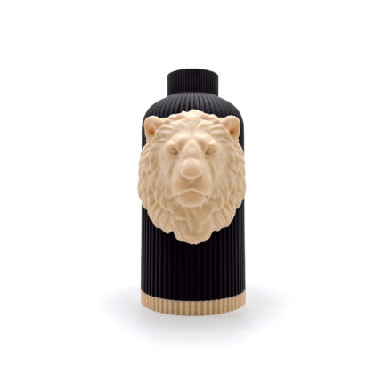 Vaso Leone Savana King bicolor nero e crema stampato in 3D