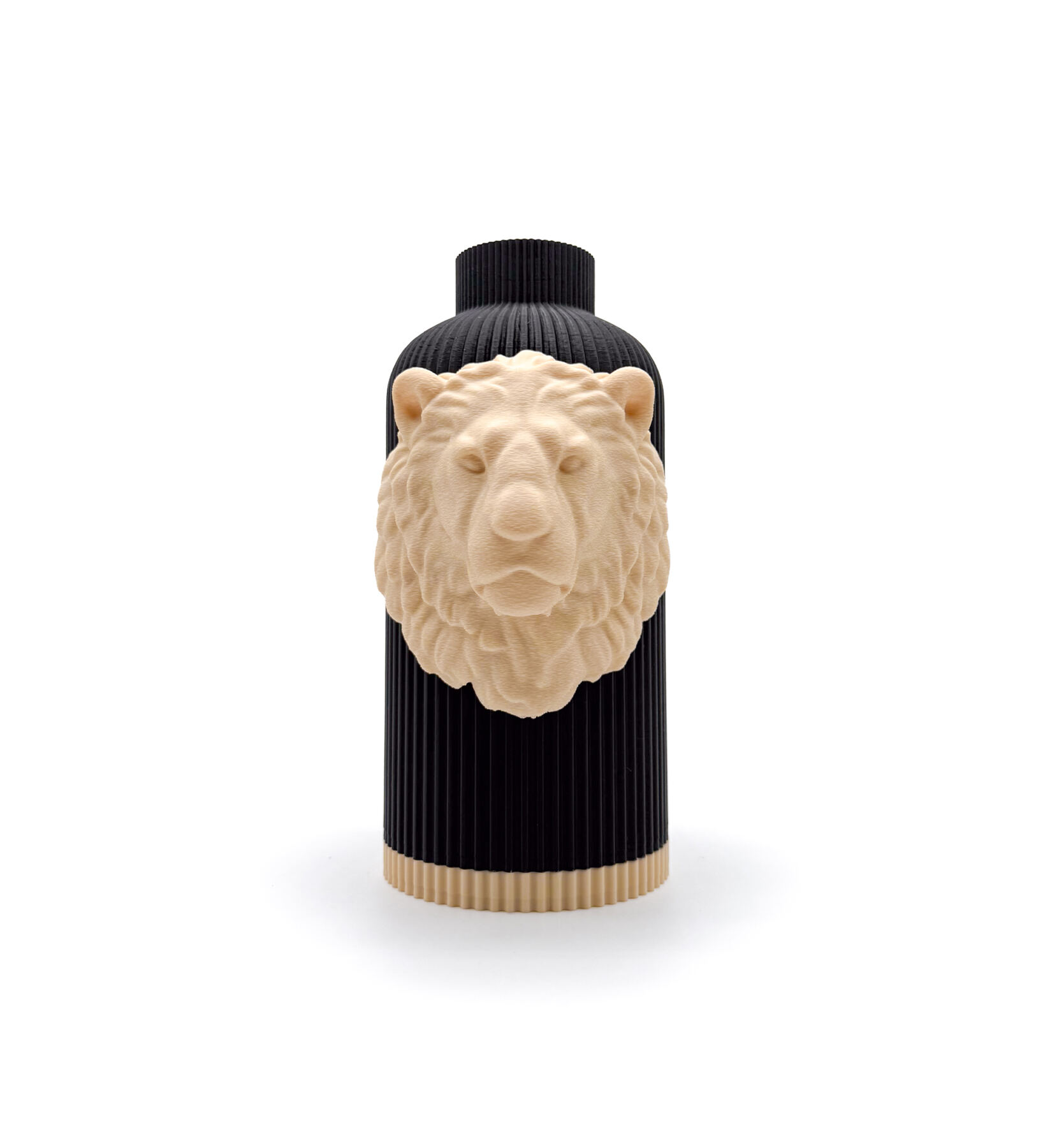 Vaso Leone Savana King bicolor nero e crema Vaso Leone Savana King bicolor nero e crema stampato in 3D