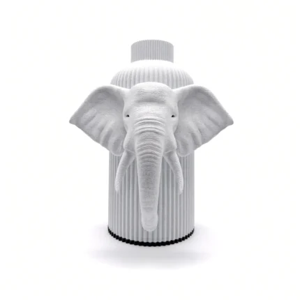 Vaso Elefante chiaro effetto marmo della Marble Collection, vista frontale su fondo bianco.