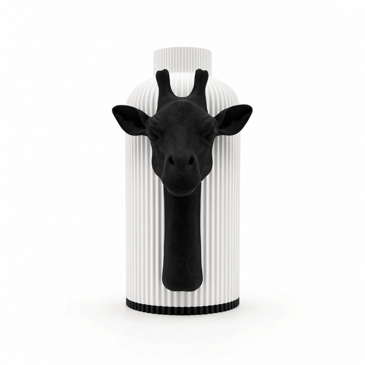 Vaso Giraffa — Black and White Collection, vista frontale Vaso Giraffa bianco e nero della Black and White Collection, vista frontale su fondo bianco.