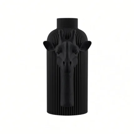 Vaso Giraffa Elegante nero della Black Collection, vista frontale su fondo bianco.