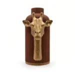 Vaso Giraffa Elegante marrone con decorazione color oro, vista frontale su fondo bianco.
