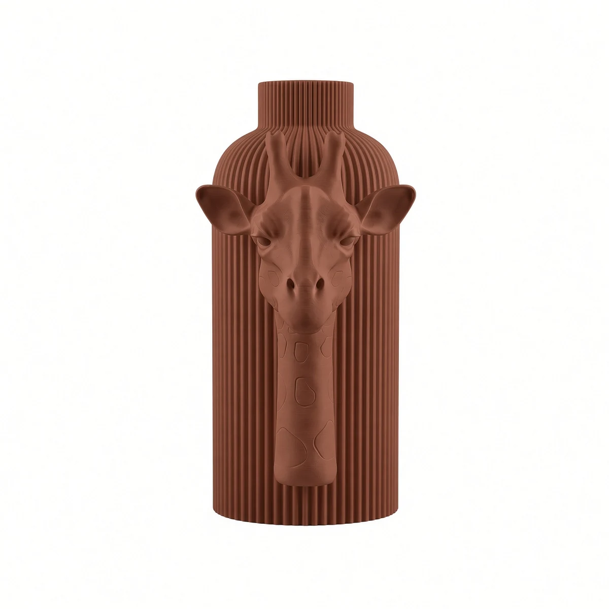 Vaso Giraffa — Brown Collection, vista frontale Vaso Giraffa marrone della Brown Collection, vista frontale su fondo bianco.