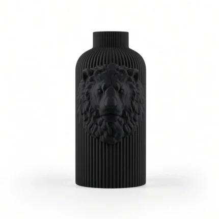 Vaso Leone Potente nero della Black Collection, vista frontale su fondo bianco.