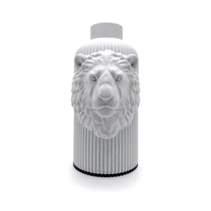Vaso Leone chiaro effetto marmo della Marble Collection, vista frontale su fondo bianco.