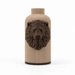 Vaso Leone marrone e crema della Marrone e Crema Collection, vista frontale su fondo bianco.