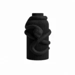 Vaso Serpente Avvolgente nero della Black Collection, vista frontale su fondo bianco.