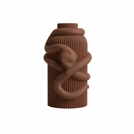 Vaso Serpente marrone della Brown Collection, vista frontale su fondo bianco.
