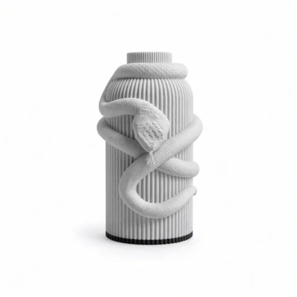 Vaso Serpente chiaro effetto marmo della Marble Collection, vista frontale su fondo bianco.